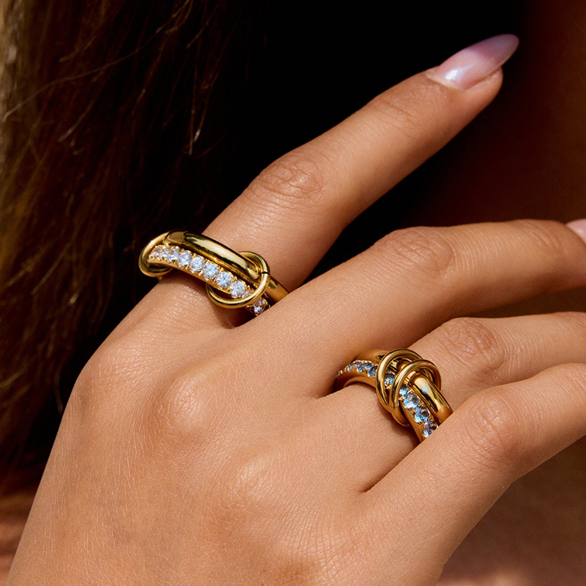 Stainless Steel Gold Zircon Rings for Women Set of 5 Wholesale Jewelry